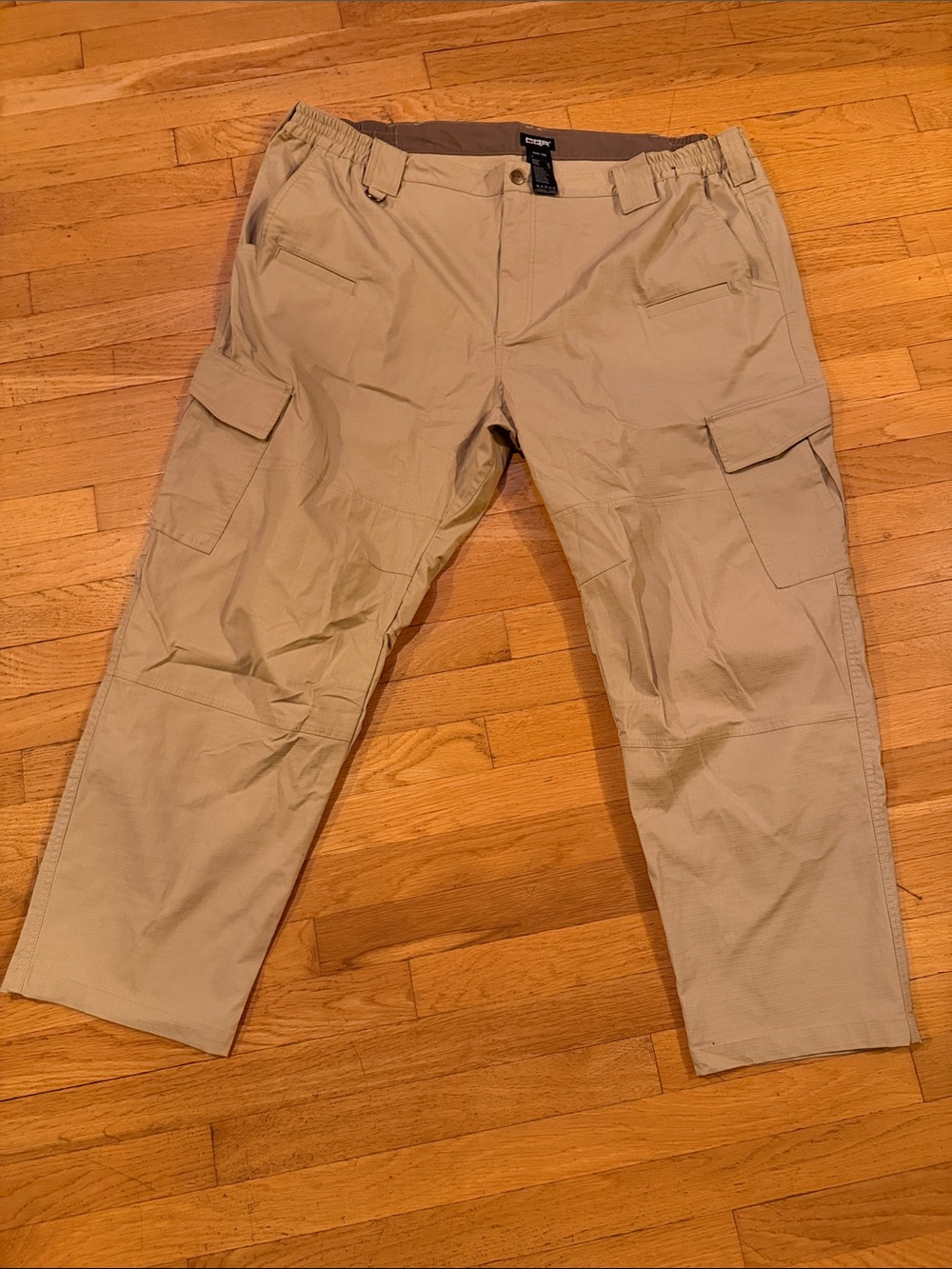 Light Tan Men's Cargo Pants with Elastic Waistband